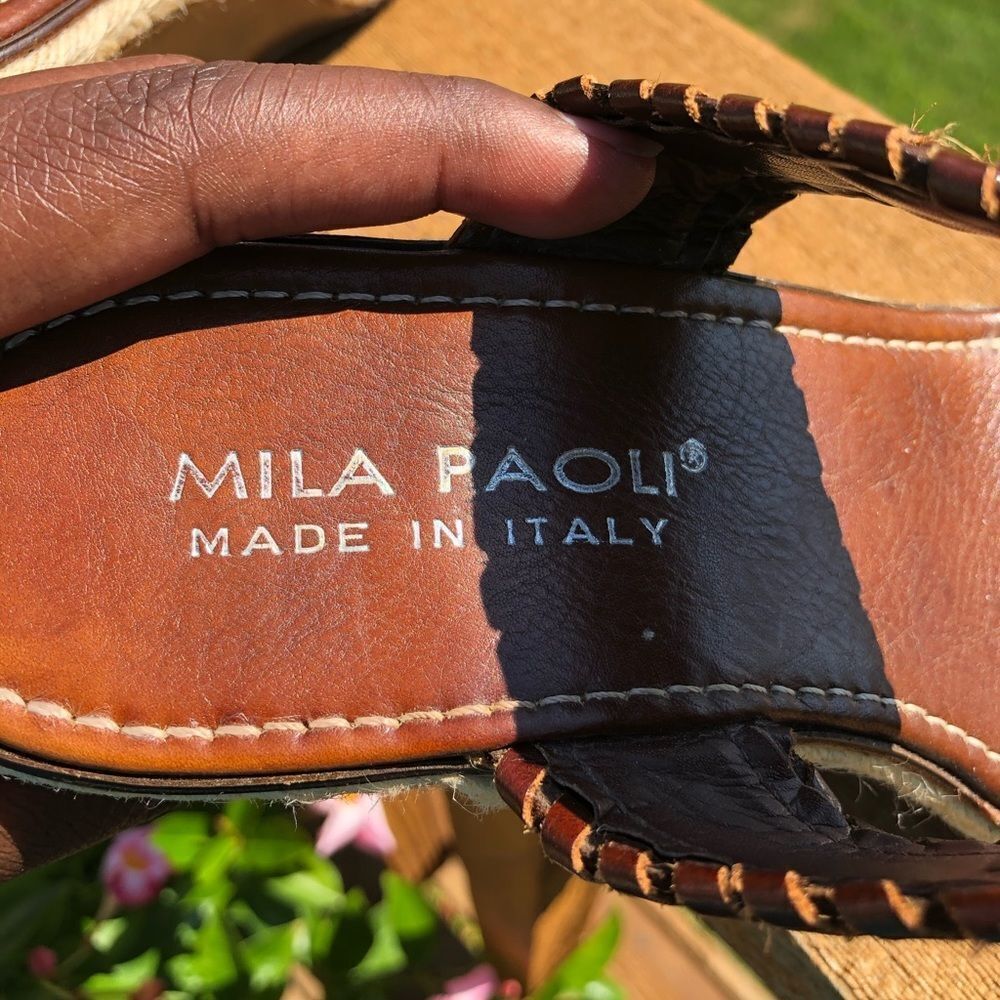 Mila Paoli brown leather wedge sandals size 6 - Picture 9 of 12